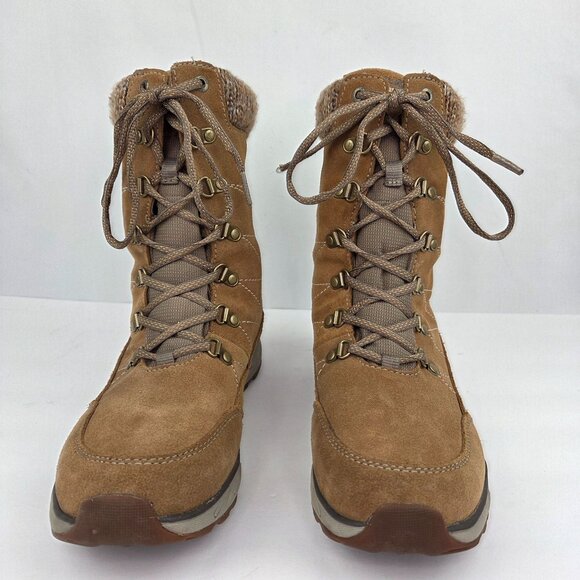 Eddie Bauer Laurel Lace Up Waterproof Suede Boots Tan Size 8.5 - Picture 3 of 10